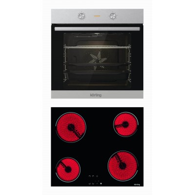 Korting KBO 6715E02 XK + HE6241C Φούρνος άνω Πάγκου με Κεραμικές Εστίες