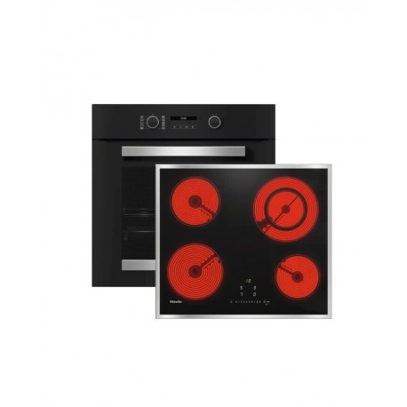 Miele H 2467B BL + KM 6520FR Φούρνος άνω Πάγκου με Κεραμικές Εστίες Μαύρος